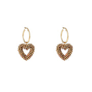 Oorbel Hearts Dangle Hoop - 14K + cinnamon E4564-2