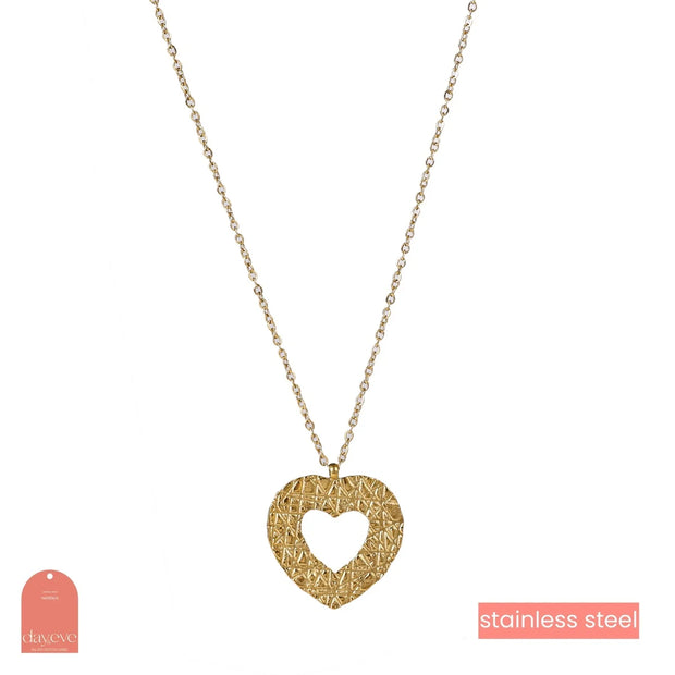 Ketting Hammered Heart Necklace - 14K (45+6 cm) N4784-2