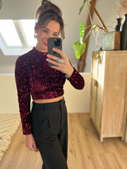 Top Pailletten Bordeaux 7051