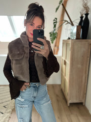 Gilet 55102 fake fur Taupe