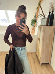 Top Mesh strass EP19573 Bruin