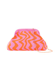Grafische beach clutch roze oranje